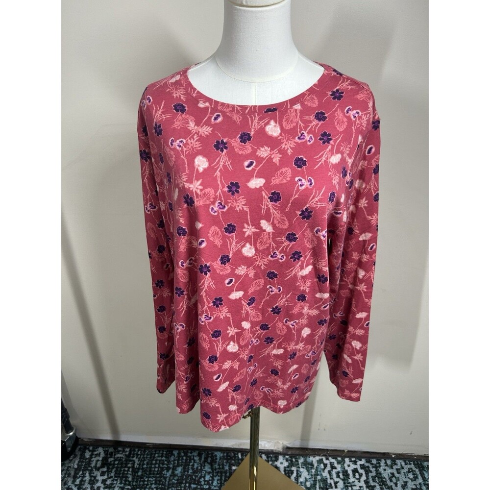 Lands' End Women's Pullover Size XL Multicolor Floral Stretch 255